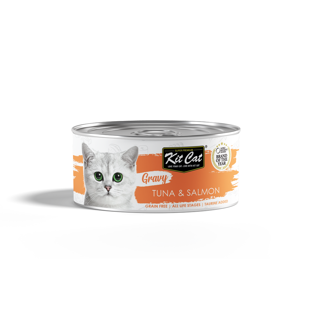 معلبات كت كات جرافي تونا مع السالمون بالمرق Kit Cat Gravy Tuna Salmon