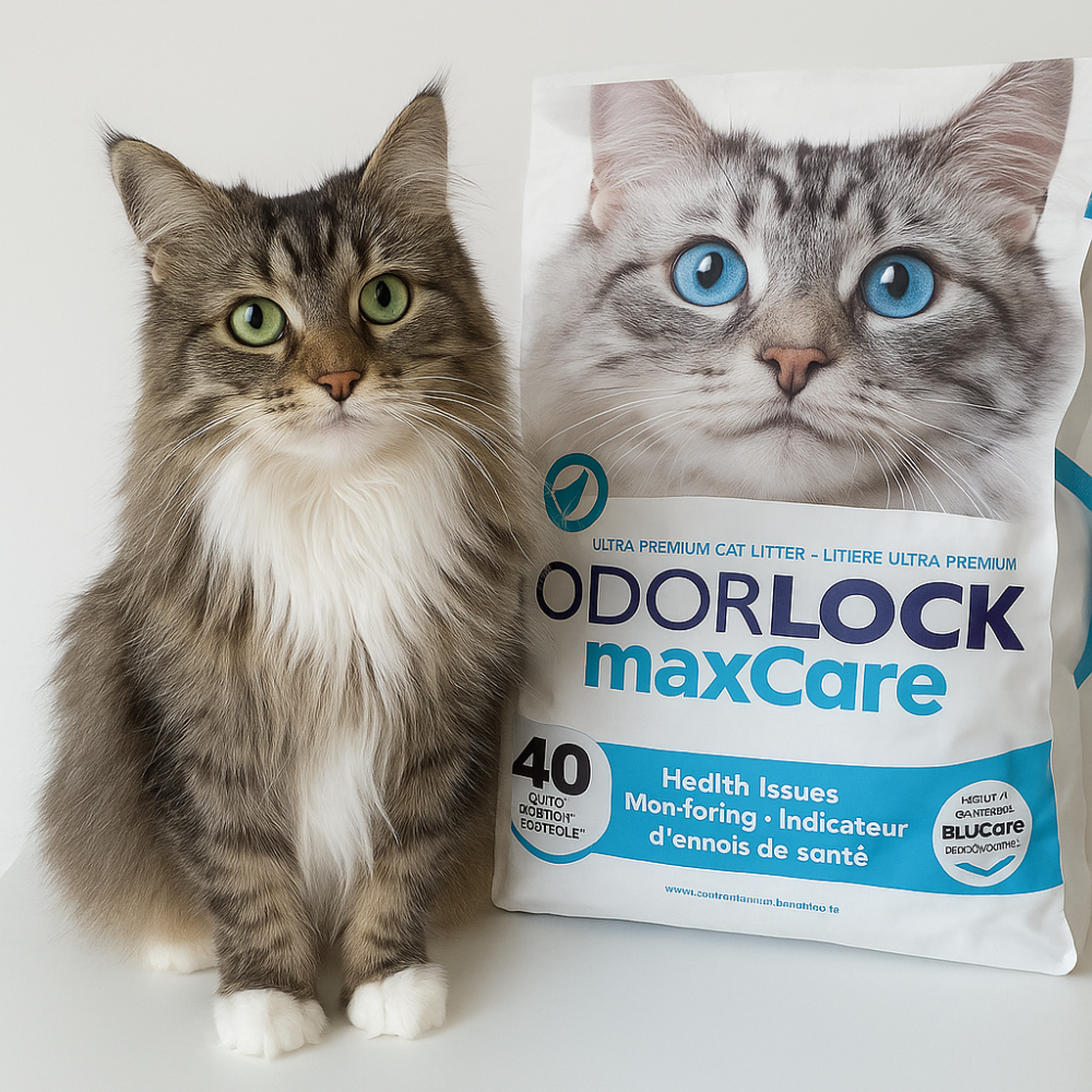 رمل قطط للكشف المبكر عن مشاكل القطط الصحية | رمل انتر ساند حبيبات متطورة نقية | Intersand OdourLock® maxCare