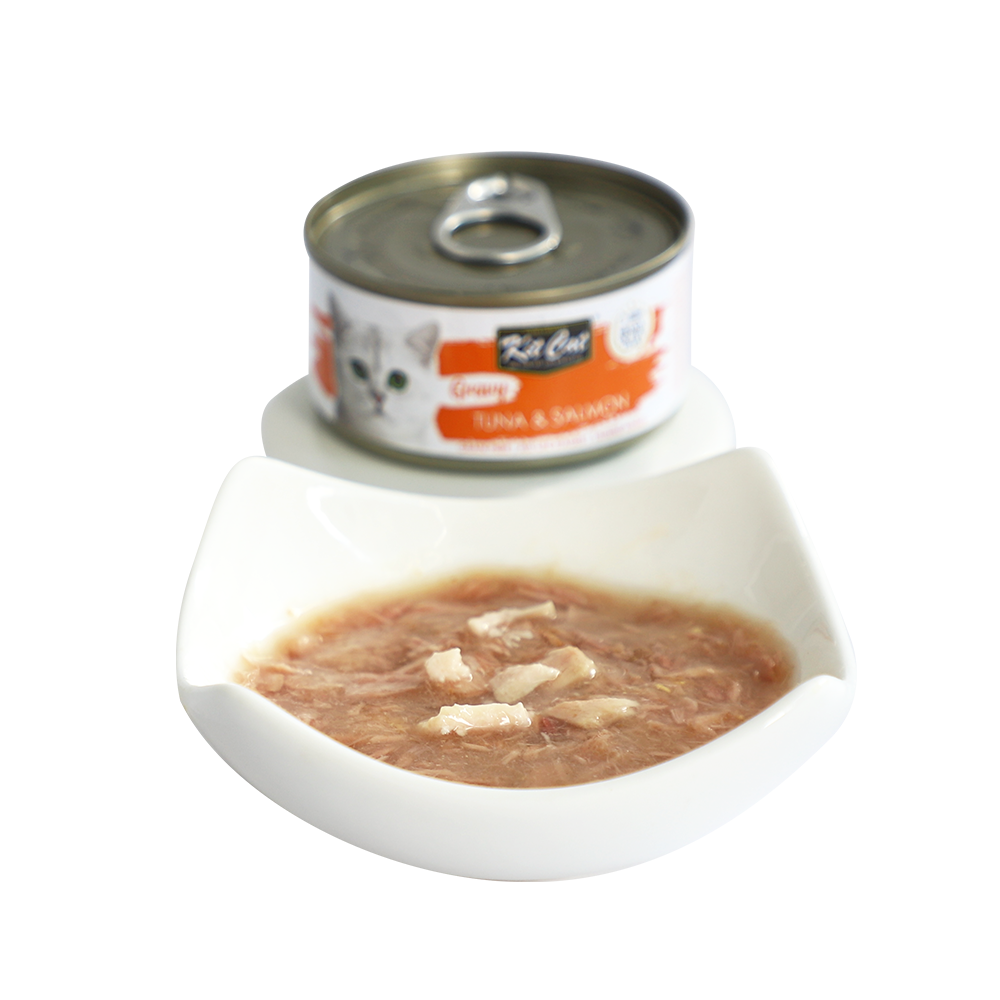 معلبات كت كات جرافي تونا مع السالمون بالمرق Kit Cat Gravy Tuna Salmon