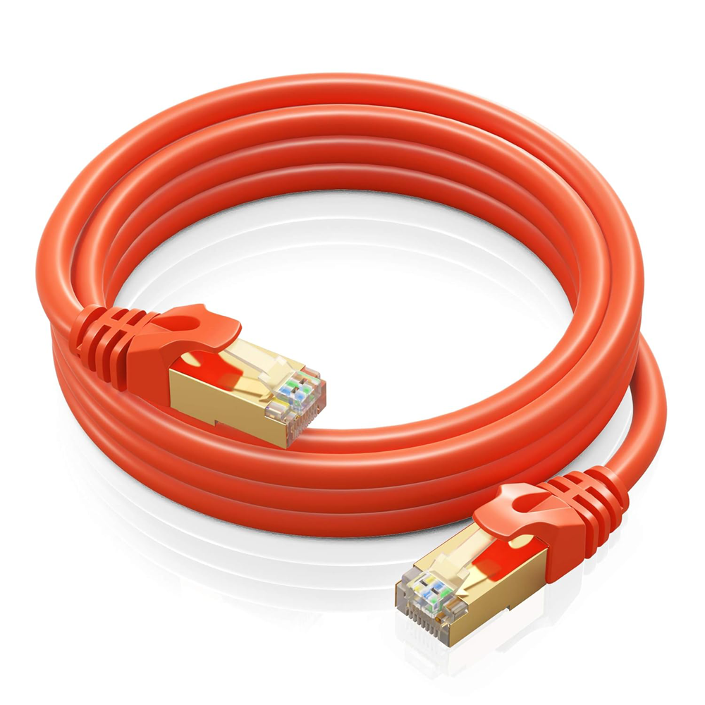 سلك انترنت نص متر CAT7 لون برتقالي - الدويغري