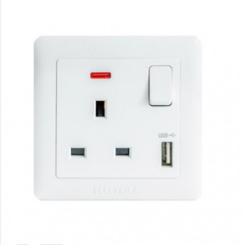 فيش ثلاثي 13A عريض USP باللون ابيض ELECTRICA