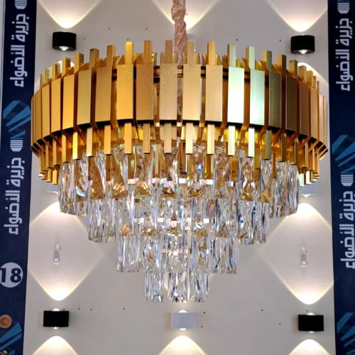 ثريا ذهبي شرايح كرستال 50 سم