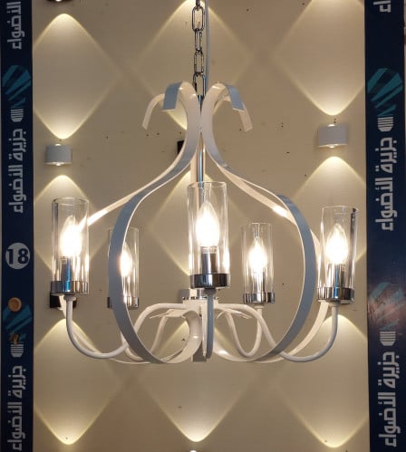 ثرياء مودرن ابيض 5 لمبة E14