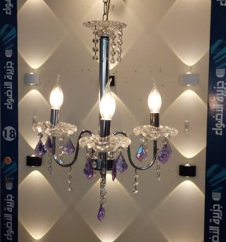 ثرياء كلاسيك ميني مطعمة بكرستال فوشي 3 لمبة E14