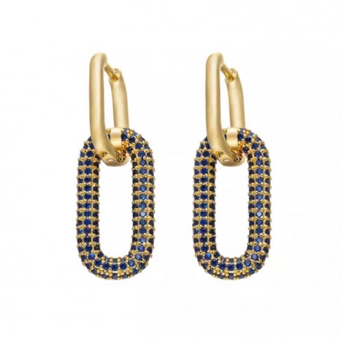 حلق ذهبي زركون ازرق ينلبس بطريقتين