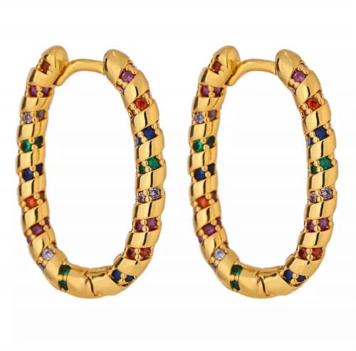 حلق ذهبي زركون ملون