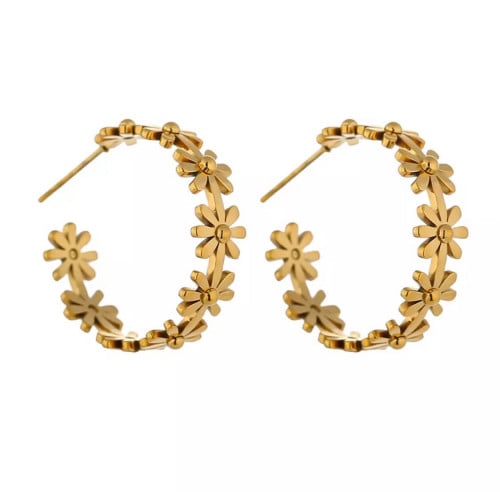 حلق ذهبي وردة