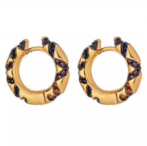 حلق ذهبي صغير زركون ملون