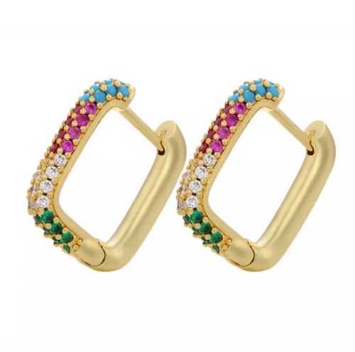 حلق مربع زركون ملون