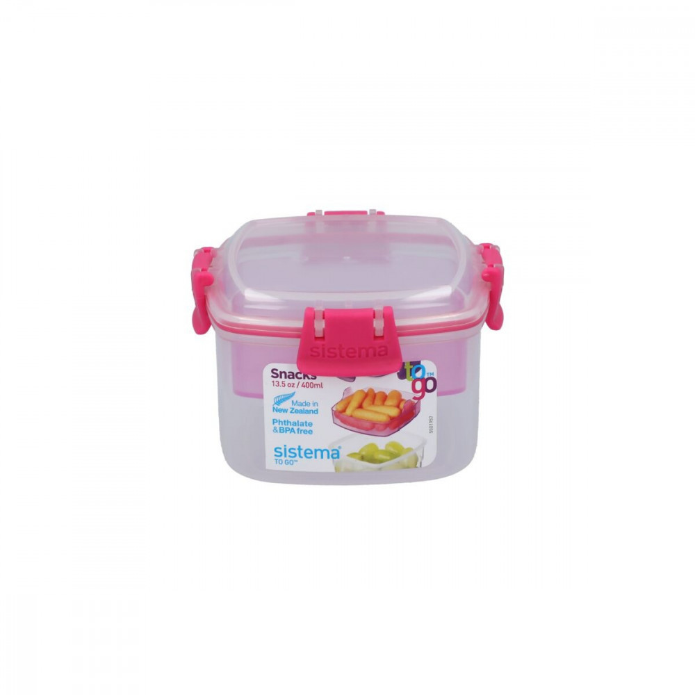 Sistema to Go Divided Snack Container, 13.5 Oz, Plastic