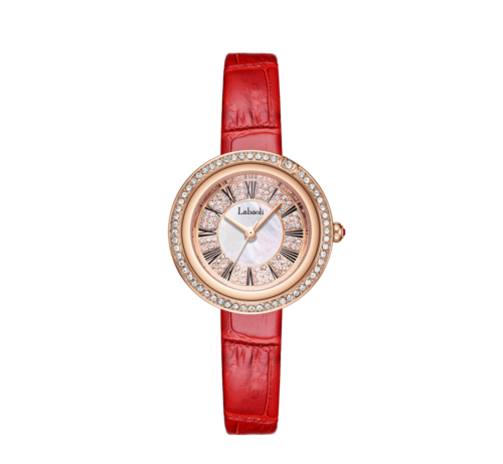 La Baule la115 women s watch with a red leather strap white dial