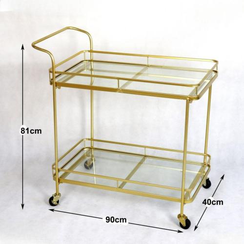 عربة تقديم لون ذهبي 3 رفوف