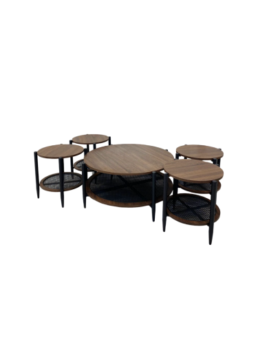 طقم طاولات خدمه 4+1خشب لون بني داكن