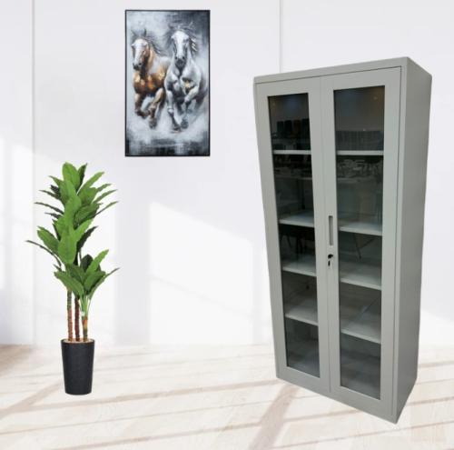 دولاب حديد ببابين زجاجيين بتصميم عصرى