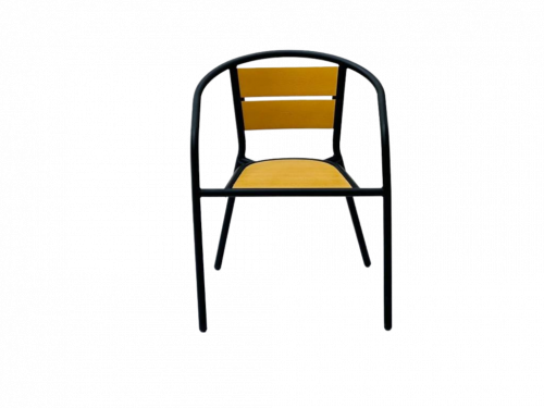 كرسي مفرد حديد اصفر +اسود C-11 WOOD