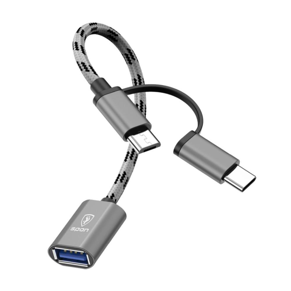 وصلة فلاشة يو أس بي 2 في 1   تايب سي - مايكرو لاجهزة الأندرويد من spon