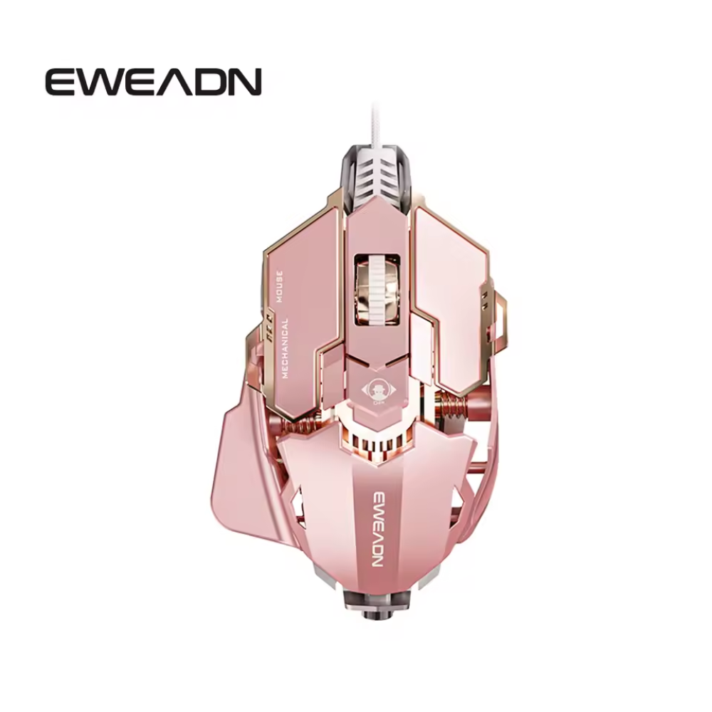 ماوس العاب EWEADN G5 سلكي وردي RGB بدون صوت DPI قابل للتعديل