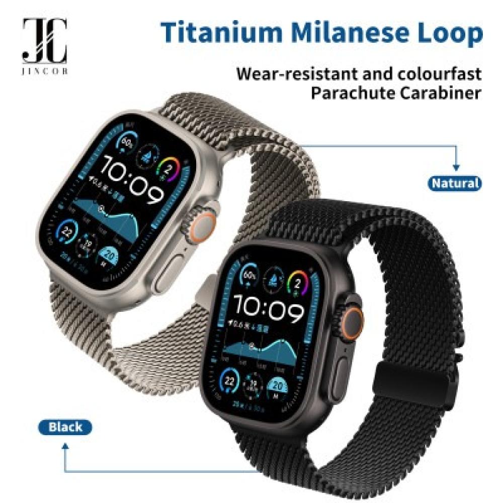 ساعة أبل ألترا 2 عالية الجودة من التيتانيوم ميلانو , سوار أبل Apple Watch Titanium Milanese Loop Band