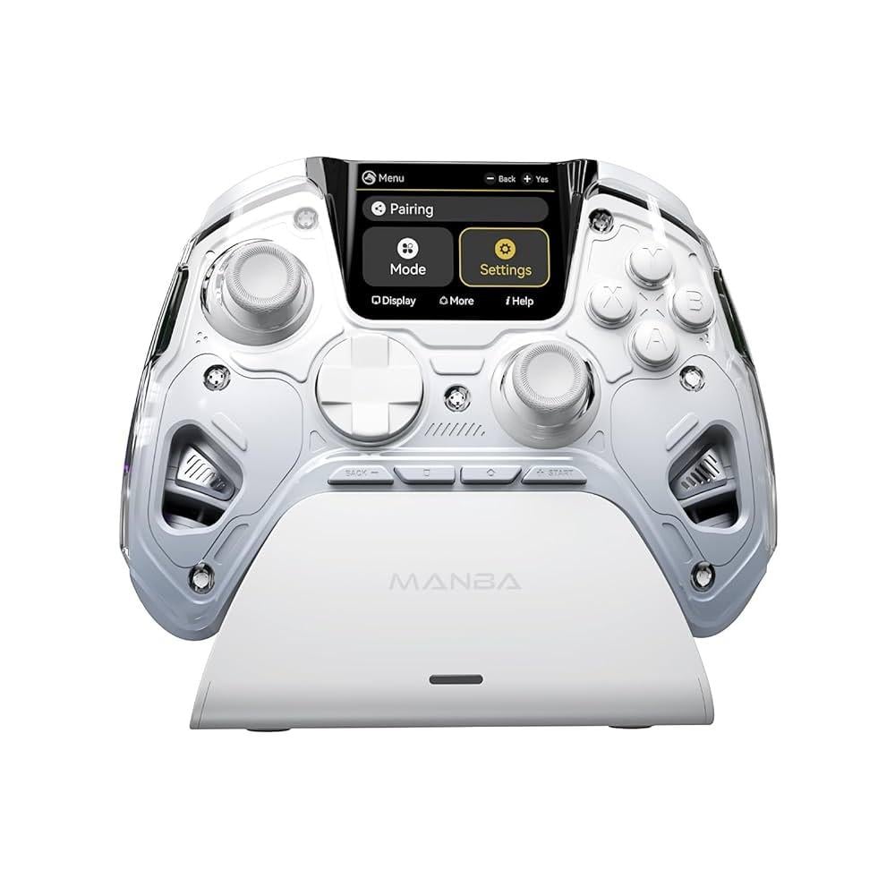 يد تحكم ألعاب Manba One V2 – متوافقة مع PC وSwitch وAndroid بشاشة ذكية