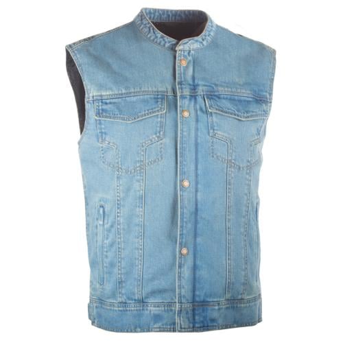 سترة قماش جينز لون أزرق من Highway 21 كلوب ستايل مع حماية للظهر