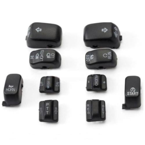 10 pcs Switch Buttons Caps Black/Chrome for Harley