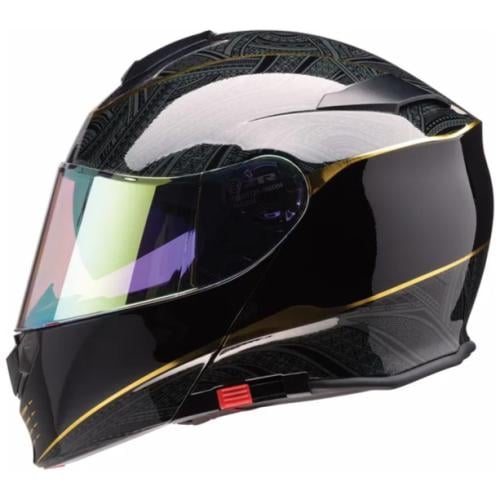 خوذة Z1R Solaris 2.0  المتحوله لون أسودلامع مع خطوط ذهبى
