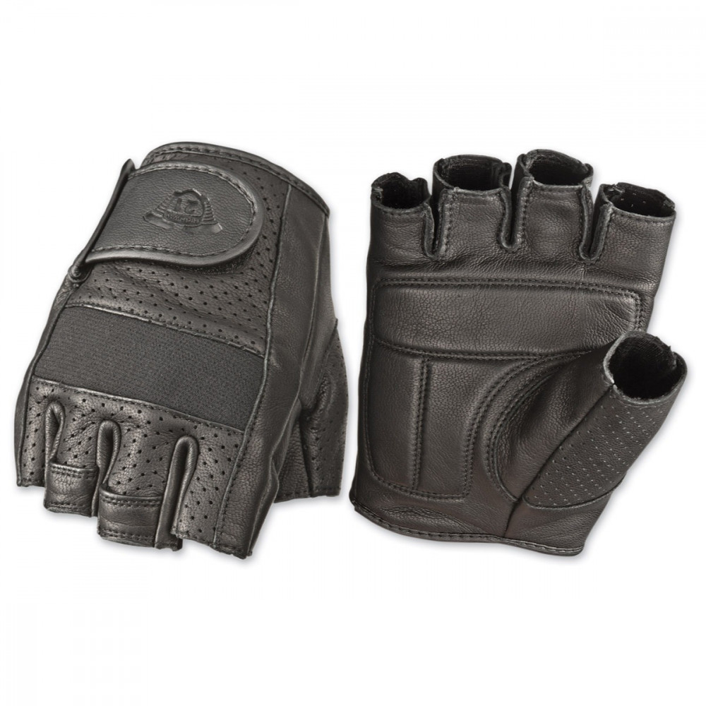 2021 Highway 21 Jab Half Perforated Fingerless Leather Street Motorcycle Gloves
