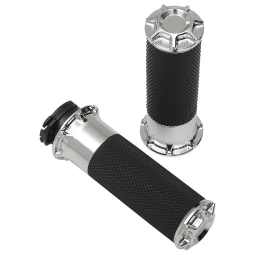 Arlen Ness Fusion Series Chrome Beveled Grips Harley Softail Dyna Sportster