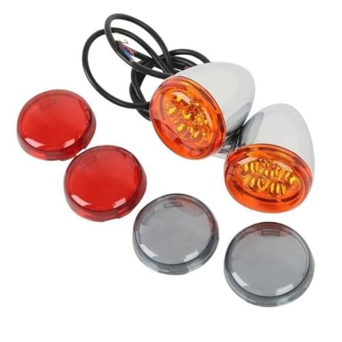 إشارات انعطاف كروم اسود خلفية عدسة متنوعه لدراجات هارلي XL883 1200 سبورتستر 1992-2017