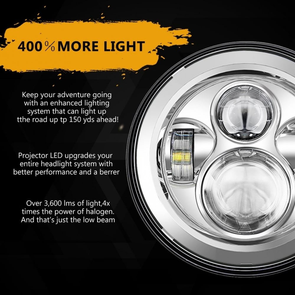 7" LED Hi-Lo TP Headlight Passing Lights For Harley Davidson Road King FLHR