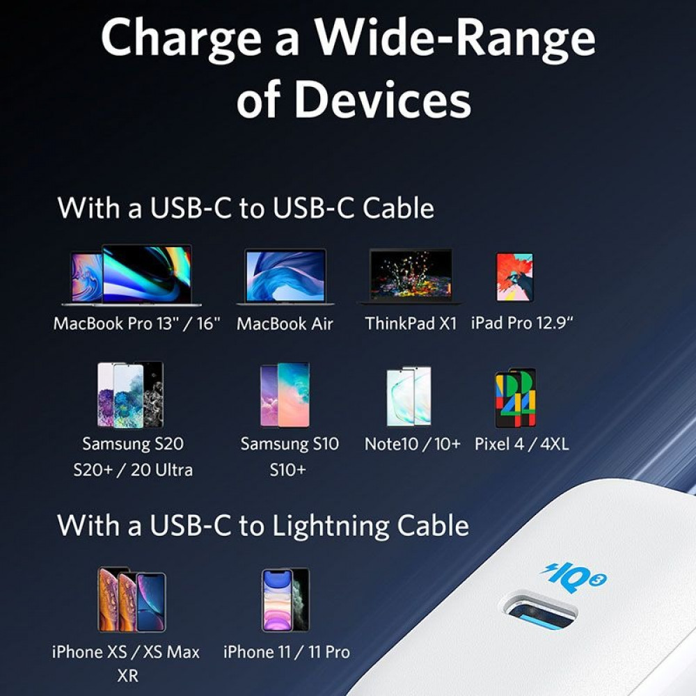 شاحن جداري انكر باوربورت اتوم الاصدار الثالث بود بقوة 65 واط - ابيض