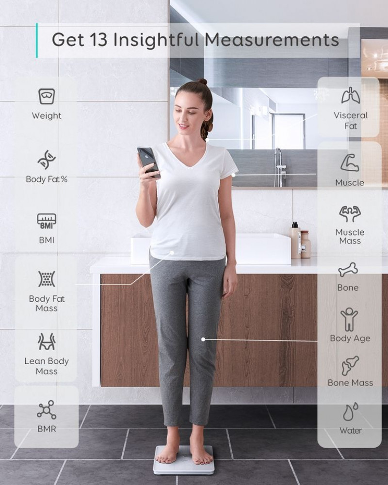 ميزان ذكي يوفي P1 رقمي لاسلكي لقياس الوزن - اسود