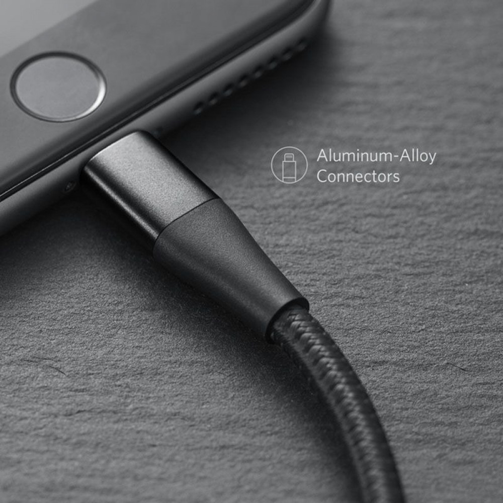 سلك شاحن انكر باورلاين بلس الاصدار الثاني من USB الى ايفون بطول 90 سم - اسود