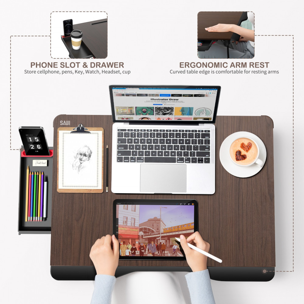 طاوله للابتوب سايجي متعدده الاستخدام - خشبي اسود