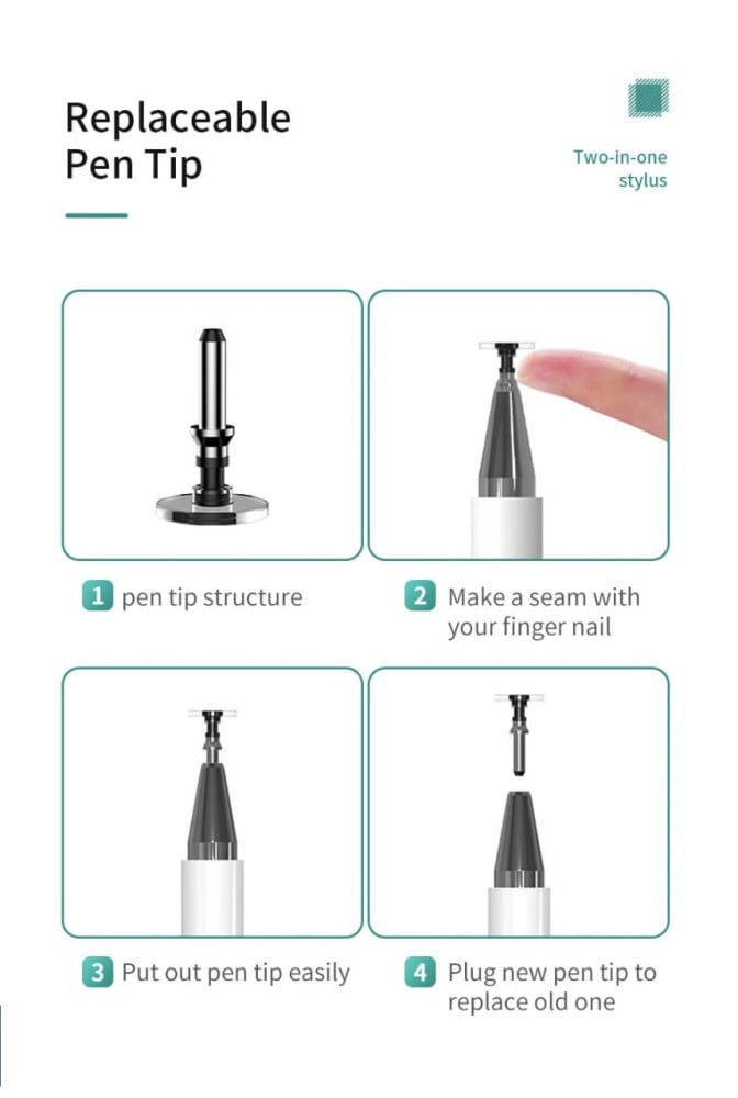 قلم ايباد أبيض يدعم أنظمة الأندرويد -IOS-ويندوز