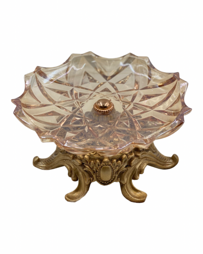 صينية الزجاج الذهبيه مسطحه صغيره