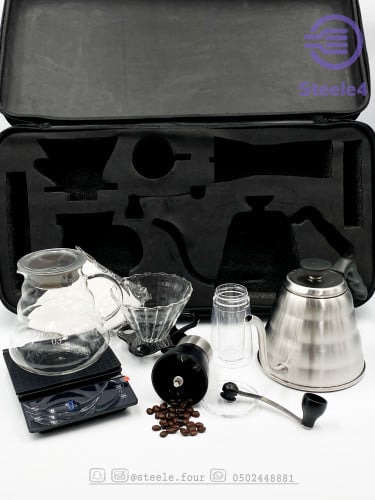 شنطه قهوة مختصه ابريق و 5لتر و v60  و طاحونه و ميزان و كوب