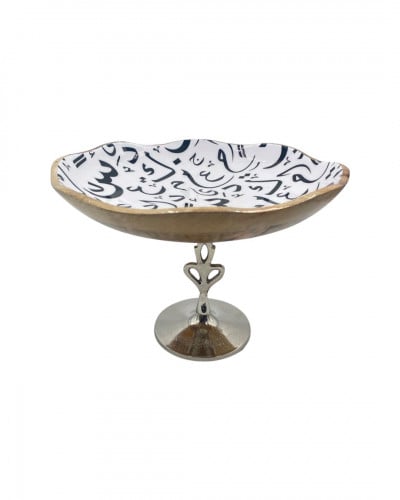 ستاند استيل خشب مدور بقاعدة فضي