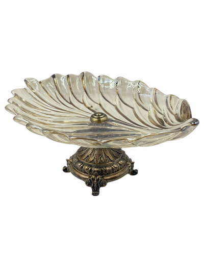 صينية من الزجاج باللون الفضي والرمادي مسطح صغير