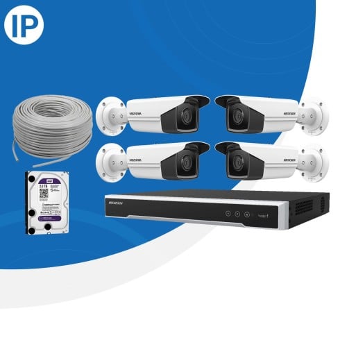 بكج 4 كاميرات خارجية من نوع IP ( بدقة 8 ميجا ) مع...