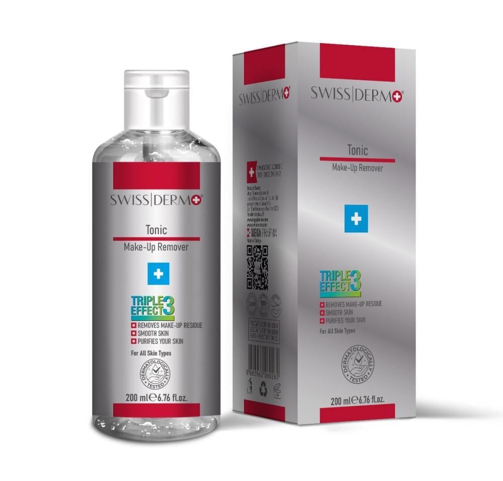 سويس ديرمو تونر 200 مل يزيل المكياج عن الوجه و العينين و الشفتين swiss dermo tonic - make-up remover 200 ml