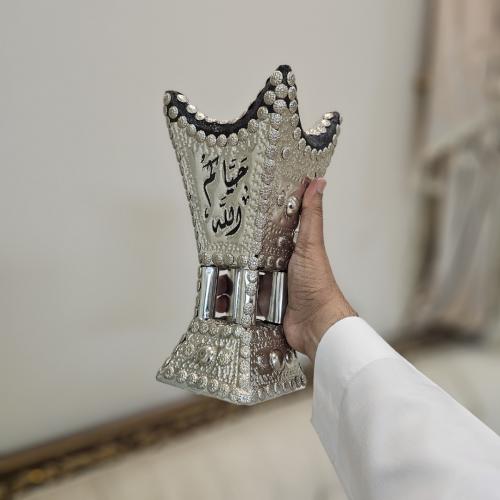 مبخرة حائلية كبير 26 بمسامير فضي فاخرة وملونة بالأسود