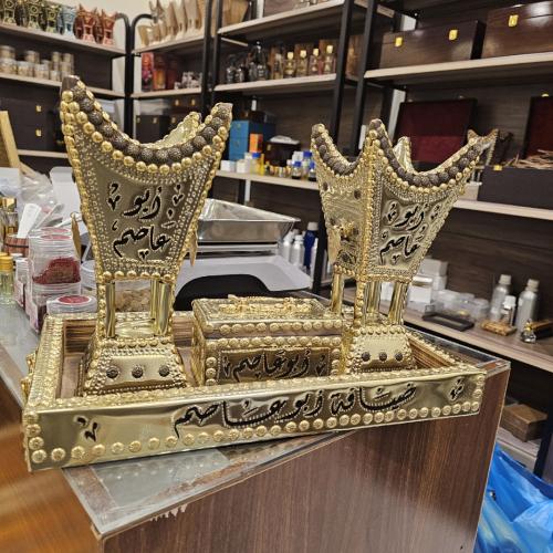 طقم مبخرتين وعلبة للعود ذهبي شامل التوصيل