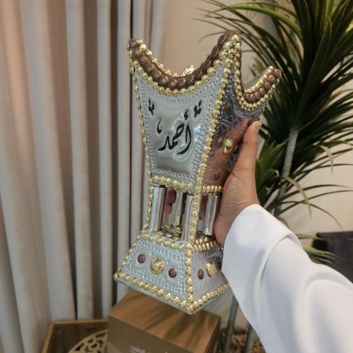 مبخرة حايلية كبير جدا فضي ومسامير ذهبي ونحاسي