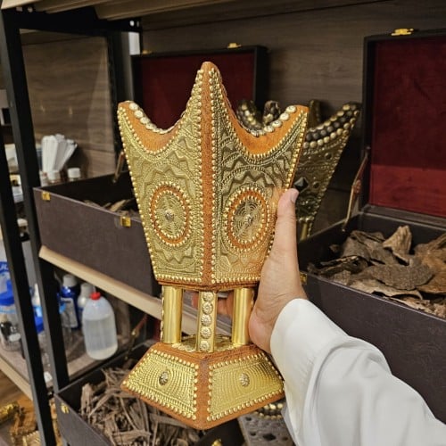 مبخرة ملكية ذهبي كبير جدا - منهل الطيب