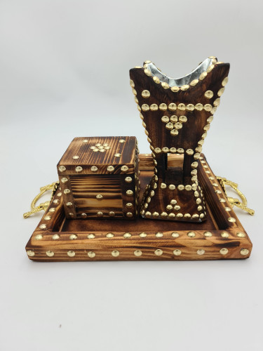 طقم مبخرة حائلية صغيرة مع صينية وصندوق