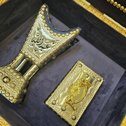طقم إهداء مبخرة كبير ومسامير فاخر بصندوق تراثي شامل التوصيل