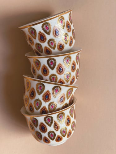 مجموعة فنجان قهوة زهرة الطاووس  - 12 قطعة