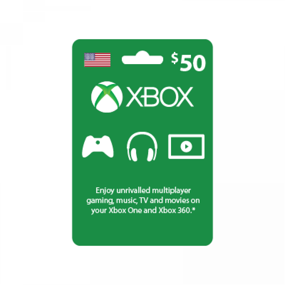 $50 Xbox Live Buy A Gift Card For Xbox Xbox Live $50 Gift Card (US