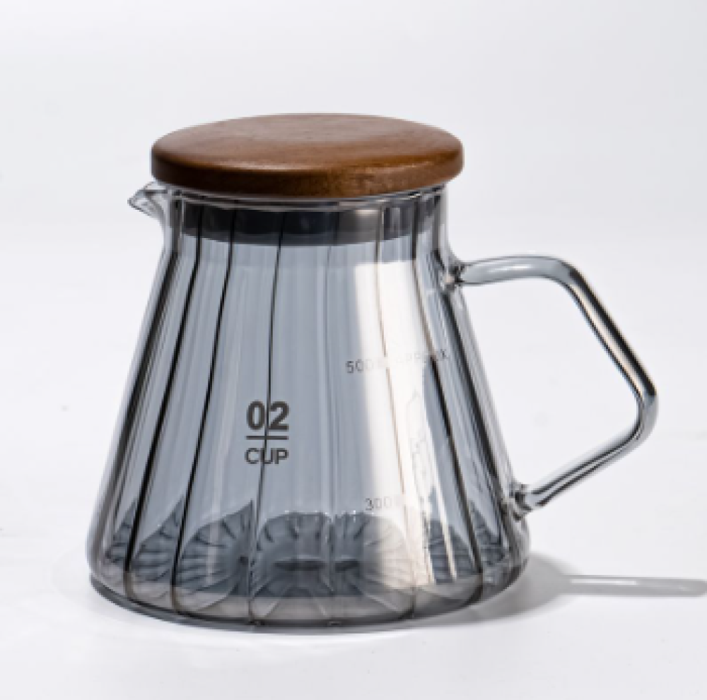 سيرفر V60 - زجاجي اسود داكن بغطا خشبي مقاس 01 - 02 | V60 Server Black